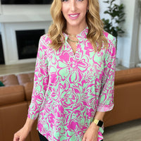 Lizzy Top in Emerald Pink Floral