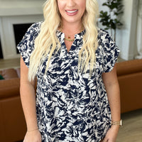 Lizzy Cap Sleeve Top in Navy Floral