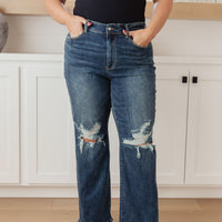 Rose High Rise 90's Straight Jeans in Dark Wash