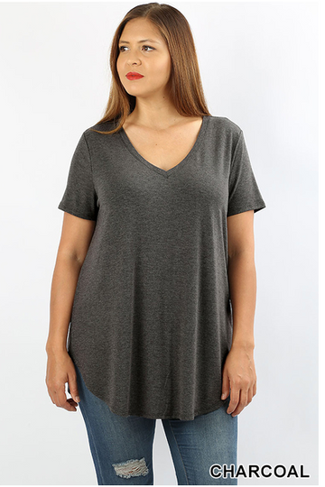 Plus vneck dolphin hem