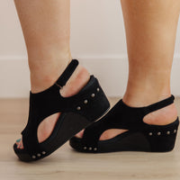 Walk This Way Wedge Sandals in Black Suede