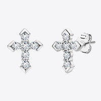 Moissanite Cross Stud Earrings