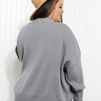 Zenana Comfort Awaits Full Size Slouchy Side Slit Sweater
