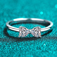 Moissanite Bow Rhodium-Plated Ring