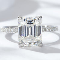 Emerald Cut 4 Carat Moissanite Side Stone Ring