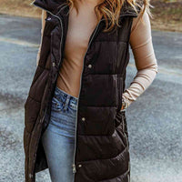 Longline Hooded Sleeveless Puffer Vest