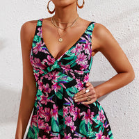 Full Size Twist Front Sleeveless Swim Dress