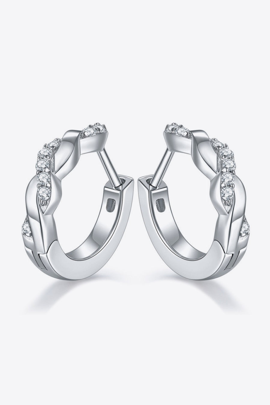 Moissanite Twisted Platinum-Plated Earrings