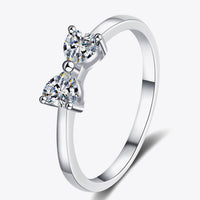 Moissanite Bow Rhodium-Plated Ring