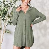 Celeste Full Size Button Down Shirt Dress