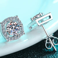 1 Carat Moissanite Geometric Stud Earrings