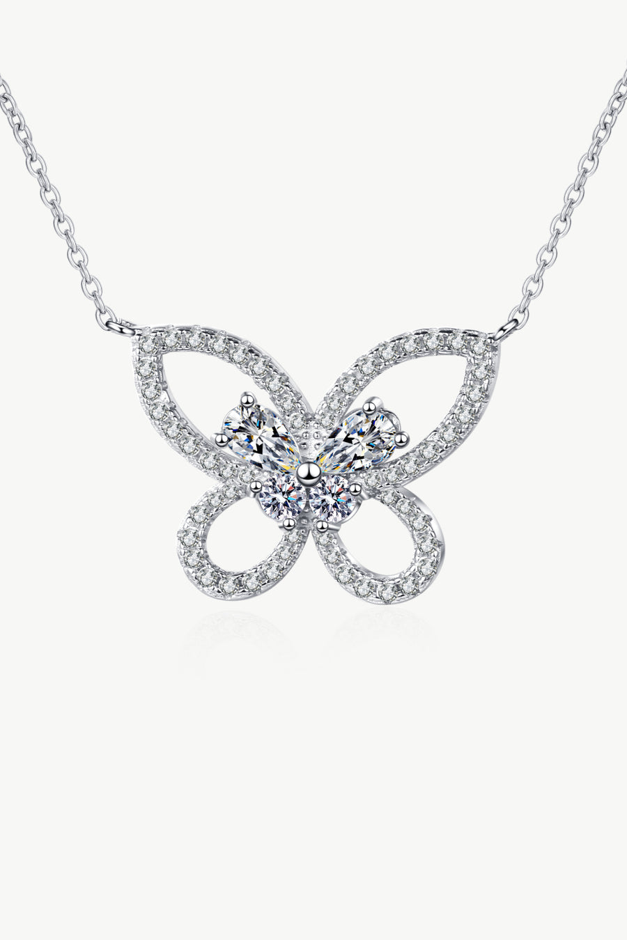 Moissanite Butterfly Pendant Necklace