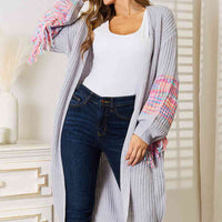 Woven Right Fringe Sleeve Dropped Shoulder Cardigan