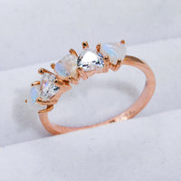 Moonstone and Zircon Heart Ring