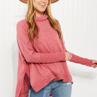 Zenana Love and Cuddles Full Size Cowl Neck Poncho Sweater