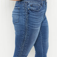 Judy Blue Stevie Full Size Mid-Rise Braided Detail Relaxed Jeans