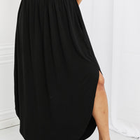 Zenana It's My Time Full Size Side Scoop Scrunch Skirt in Black