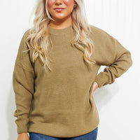 Zenana Bundled Up Full Size Round Neck Sweater