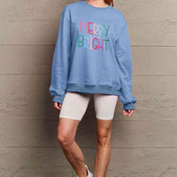 Simply Love Full Size MERRY AND BRIGHT Graphic Sweatshirt