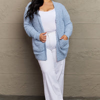 Zenana Falling For You Full Size Open Front Popcorn Cardigan