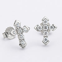 Moissanite Cross Stud Earrings