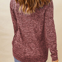 Heathered Drawstring Mock Neck Sweatshirt