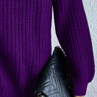 Full Size Turtleneck Rib-Knit Slit Sweater