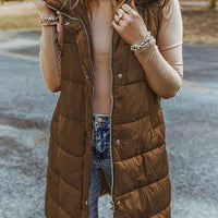 Longline Hooded Sleeveless Puffer Vest