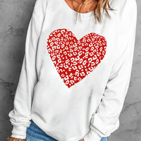Leopard Heart Graphic Drop Shoulder Sweatshirt