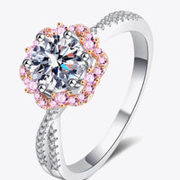 1 Carat Moissanite Flower-Shaped Crisscross Ring