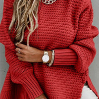 Round Neck Slit Sweater