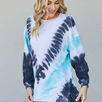 Sew In Love Full Size Tie-Dye Side Slit Sweatshirt