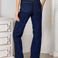 Judy Blue Full Size Raw Hem Straight Leg Jeans with Pockets