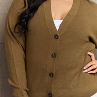 Zenana Kiss Me Tonight Full Size Button Down Cardigan in Olive