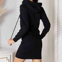 Culture Code Full Size Drawstring Long Sleeve Hooded Dress