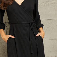 Culture Code Full Size Surplice Flare Ruching Dress