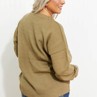 Zenana Bundled Up Full Size Round Neck Sweater