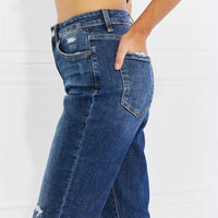 VERVET Full Size Distressed Cropped Jeans with Pockets