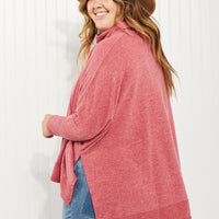 Zenana Love and Cuddles Full Size Cowl Neck Poncho Sweater