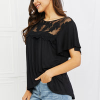 Culture Code Ready To Go Full Size Lace Embroidered Top in Black