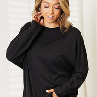 Double Take Seam Detail Round Neck Long Sleeve Top