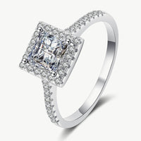 Sterling Silver Square Moissanite Ring