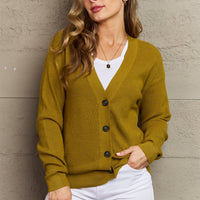 Zenana Kiss Me Tonight Full Size Button Down Cardigan in Chartreuse