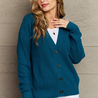 Zenana Kiss Me Tonight Full Size Button Down Cardigan in Teal