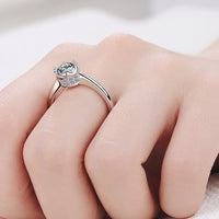 1 Carat Moissanite Rhodium-Plated Solitaire Ring