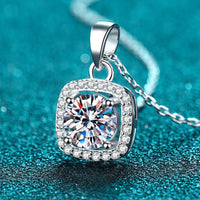 Moissanite Square Pendant Chain Necklace