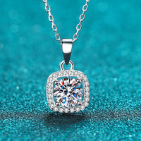 Moissanite Square Pendant Chain Necklace