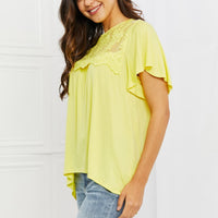 Culture Code Ready To Go Full Size Lace Embroidered Top in Yellow Mousse