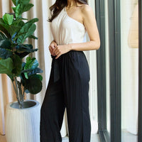 Dress Day Marvelous in Manhattan One-Shoulder Jumpsuit in White/Black