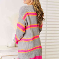 Woven Right Ribbed Long Sleeve Cardigan